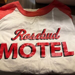 Rosebud Motel Red and White Raglan Tee